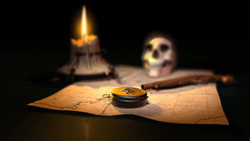 Compass on a treasure map