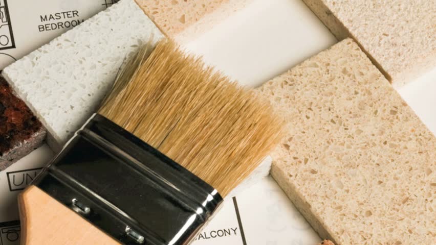 Selection of granite stone counter top and floor tiles samples