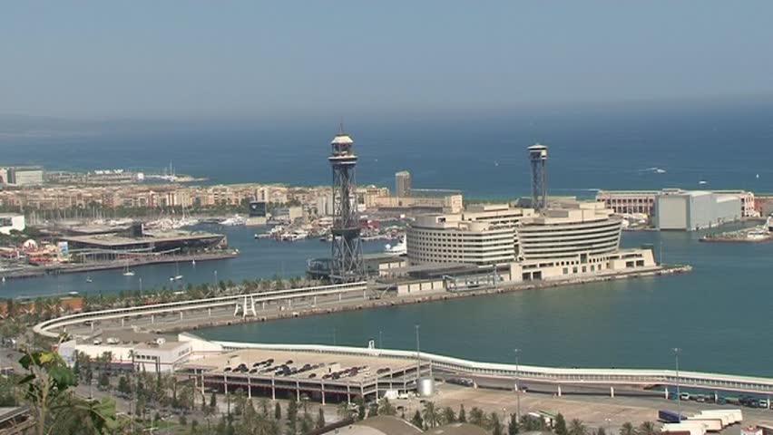 Cablecar over the port in Barcelona, Spain