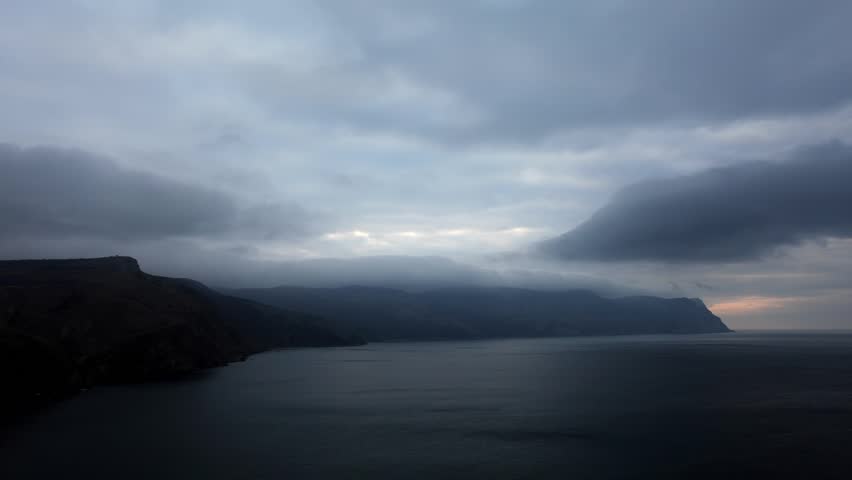 Timelapse sunrise in the mountains. Balaklava, Crimea, Ukraine
