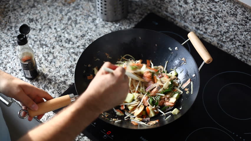 cooking stir fry chinese food 