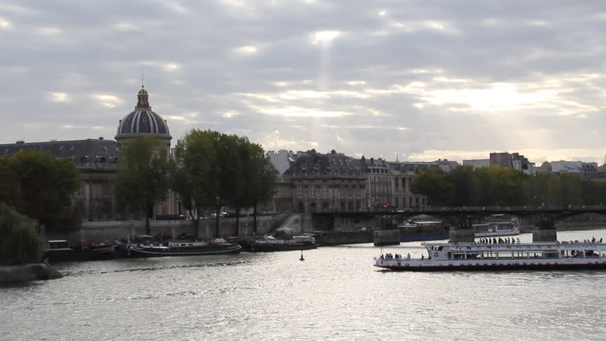 View of Seine in Paris with interesting Godray shining down