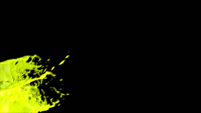 neon green paint splash, isolated on black (FULL HD)