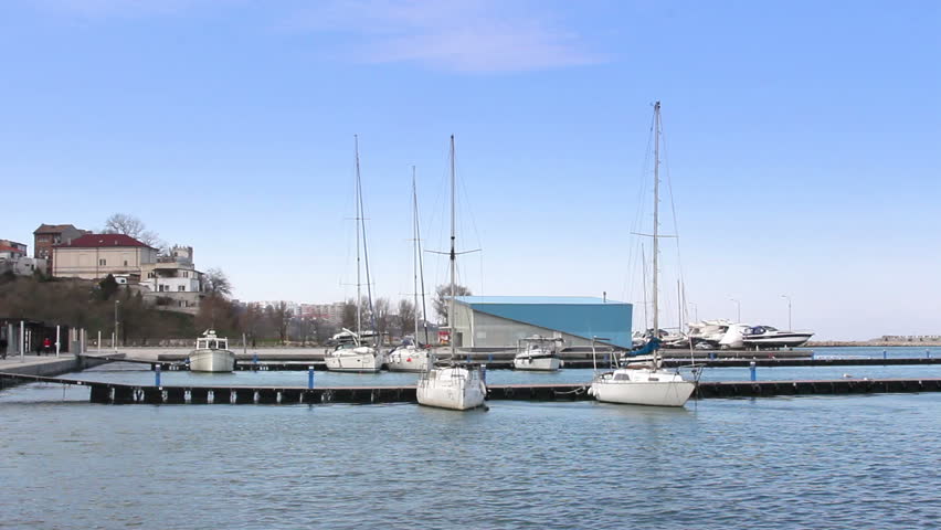 Yacht marina - Scenic view of yachts moored in marina
