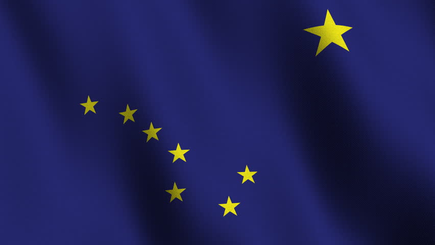 Waving Alaska State Flag Ready For Seamless Loop Stock Footage Video