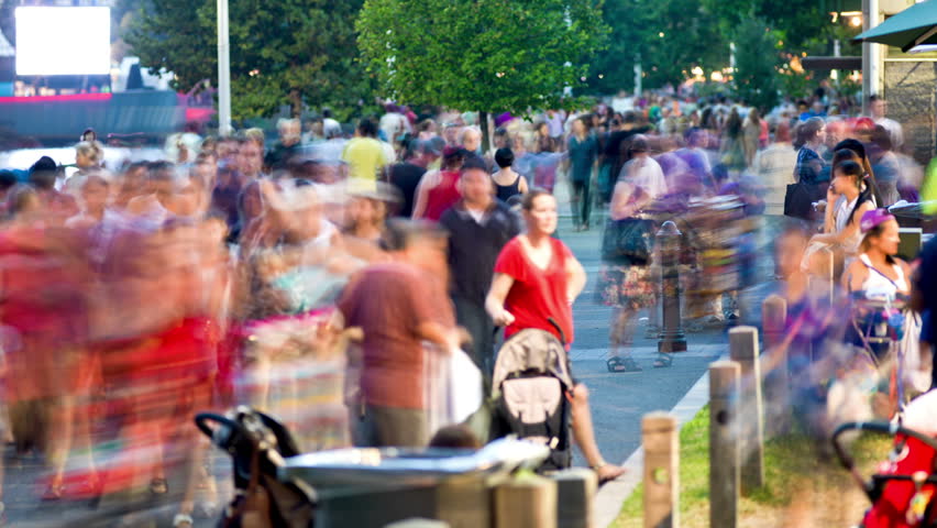 MELBOURNE - MARCH 13: Time lapse of street, people celebration Labour days, Melbourne on March 13, 2013.
