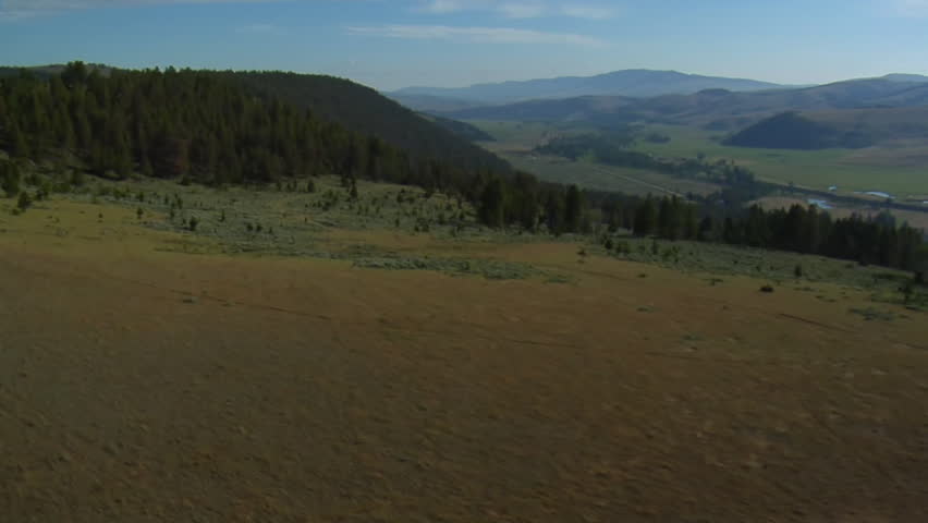 aerial shot of Green Valley, River, and ranch in the distance