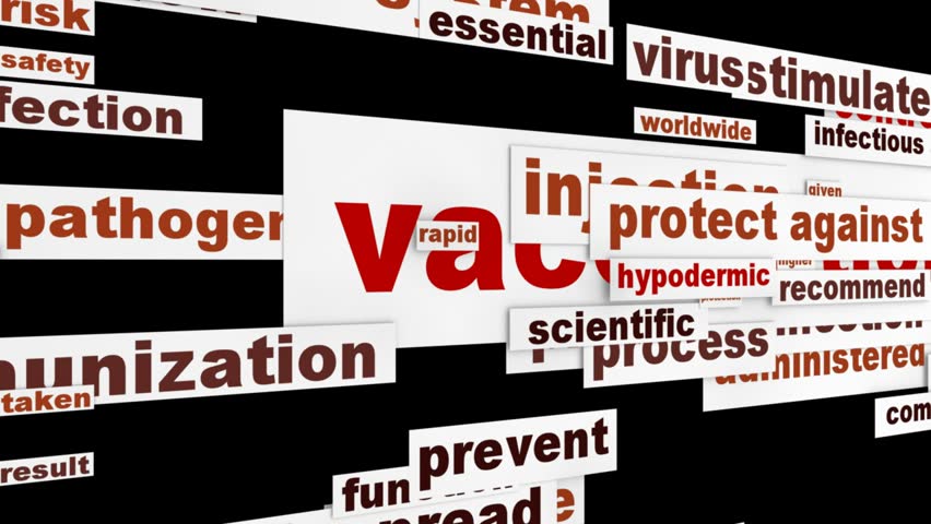 Vaccination medical words animation. Immunization message background