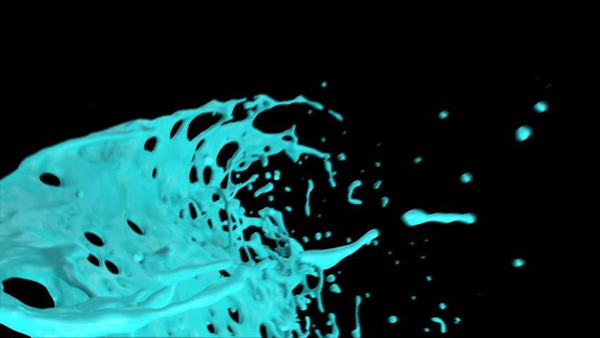 turquoise paint splash fills screen, isolated on white (FULL HD)