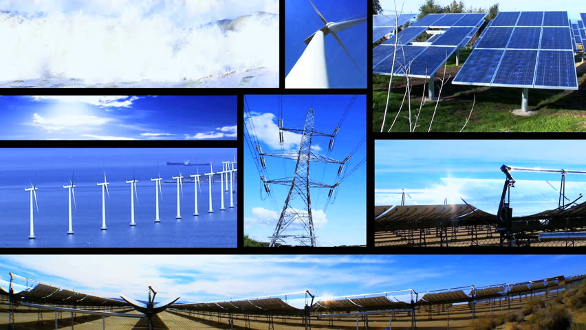 Montage of multiple images of renewable energy