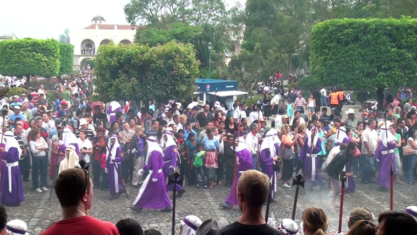 ANTIGUA - MARCH 29: Easter celebration and parade on Good Friday, March 29, 2013 in Antigua, Guatemala.