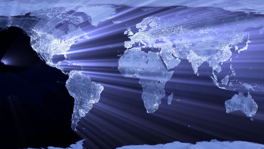 world map glowing