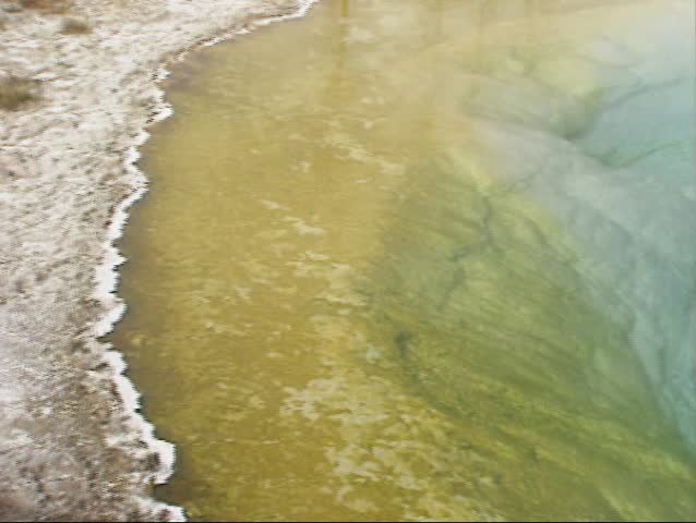 Morning Glory Pool pan. The hot springs in Yellowstone National Park have the most fantastic colours are caused by sulphur, manganese, iron and all kinds of organisms.