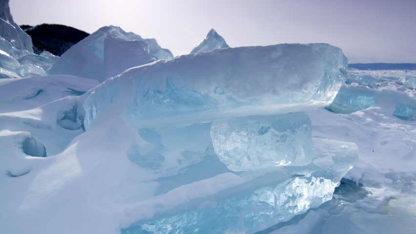 Time lapse of Ice hummocks. Lake Baikal. Siberia.