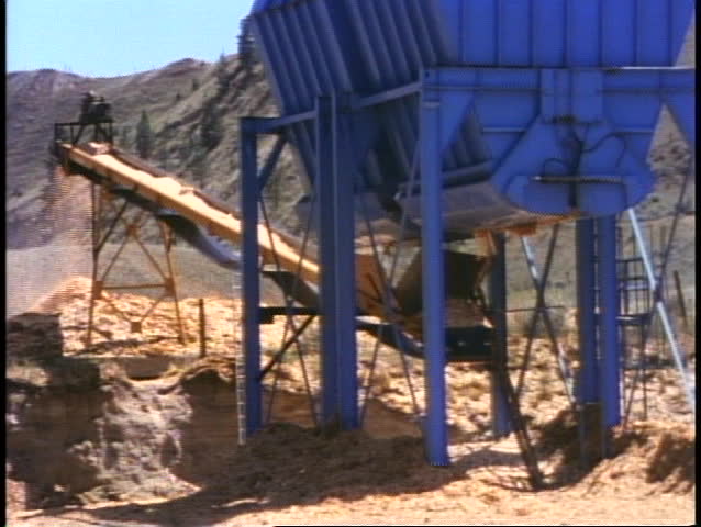 British Columbia, Canada, wood pulp coming off conveyor into pile