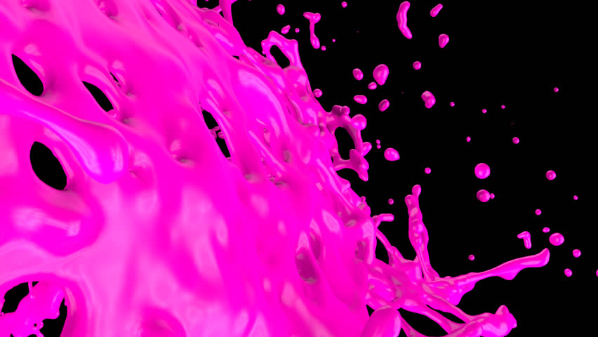 pink paint splash in extreme slow motion, isolated on black (FULL HD)