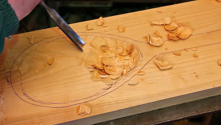 initial stage of drafting folk musical instrument,video clip; Folk musical instrument making