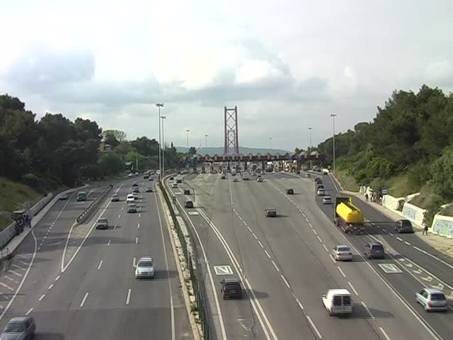 Entrance bridge 25 april in Lisbon Portugal
