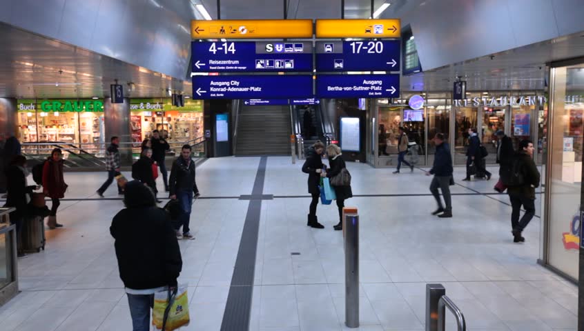 DUSSELDORF, GERMANY â MARCH 8: The Central station offers all modes of rail transport and is frequented by more than a quarter million passengers per day. March 8, 2013,  DÃ¼sseldorf, Germany
