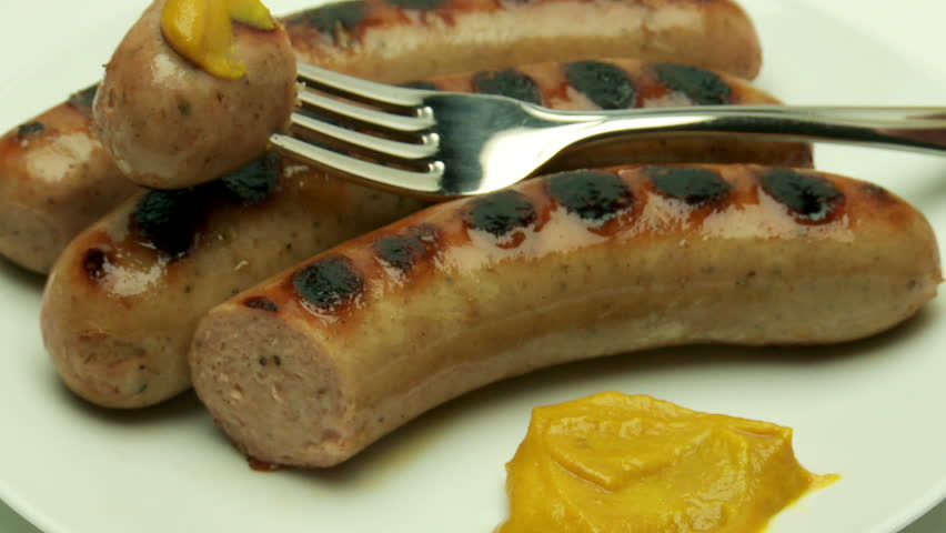 broiled bratwurst sausages rotate