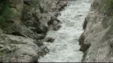 White River in the granite gorge, Republic of Adygea, pollution, agriculture, volcano