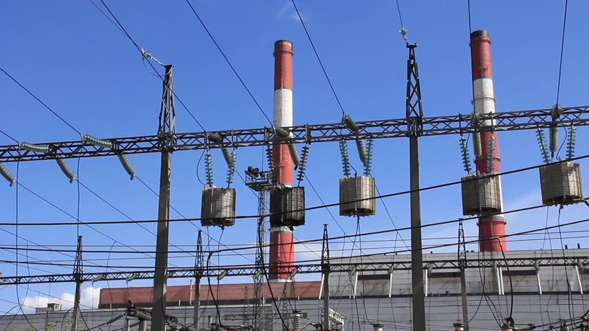 Electric equipments on heat electropower station outdoor switchgear 
