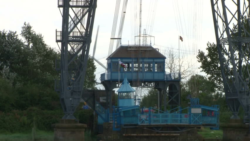 Hut controlling the gondola that crosses below the Newport Transporter Bridge.