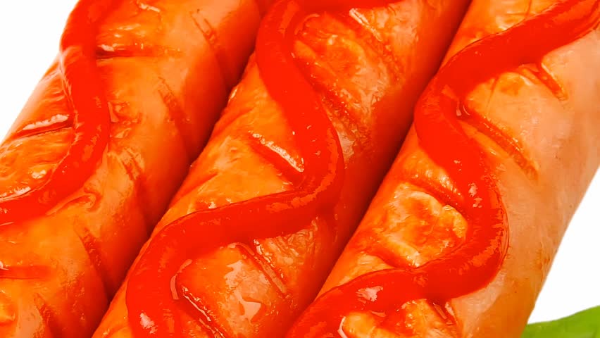 sausages served iwth tomato salad and ketchup 1920x1080 intro motion slow hidef hd