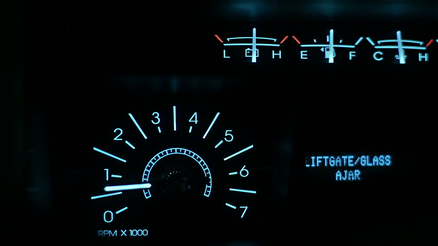 Car dashboard illuminated