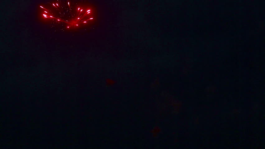 Fireworks in the night sky in honor of the Victory Day.