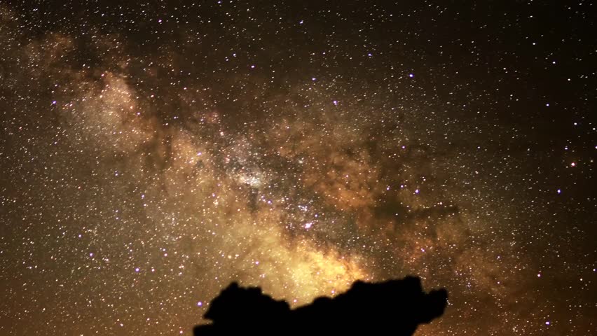 Astrophotography Time Lapse Milky Way over Lava Rock Zoom Out