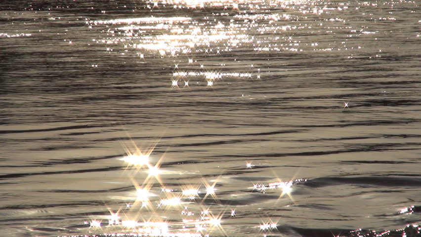 Sunlight Reflection in River, Star Reflections on Stream, Running Water, Sunset