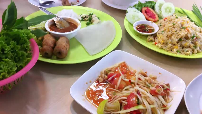Time Lapse of Thai and Vietnamese spicy food eating  