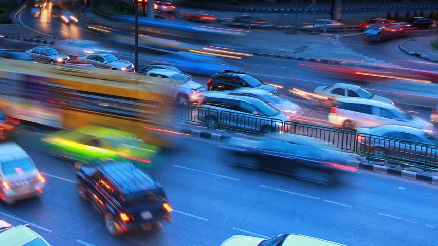 Traffic in the evening. Chaos in rush hour.