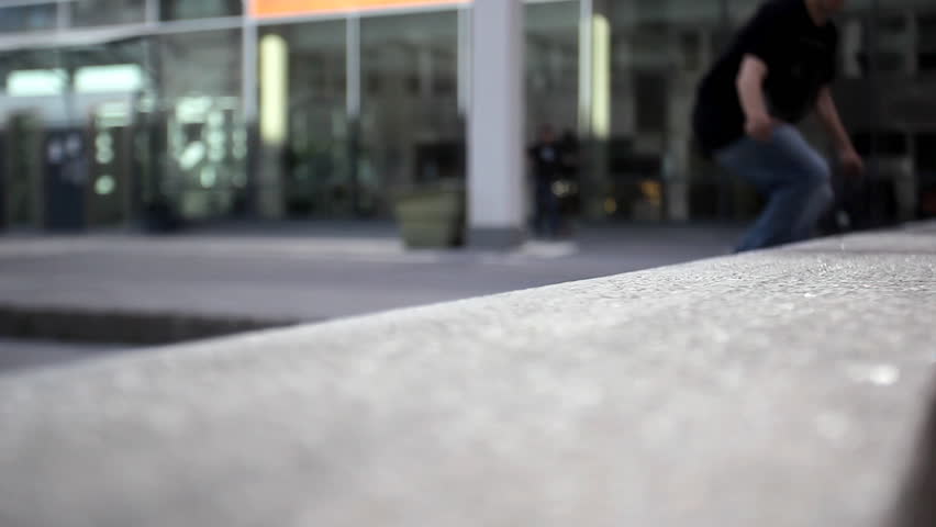Skaterboarder does a trick