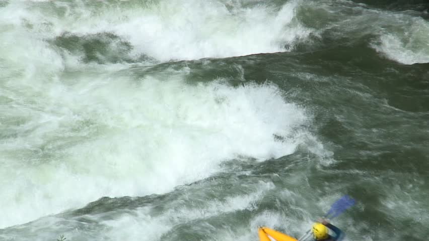 1080i, not rendered: Rafting boats on a whitewater river. Tripod. Sound.