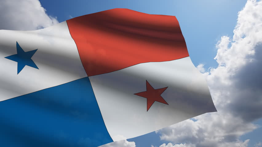 Panama flag animation with real time-lapse clouds.