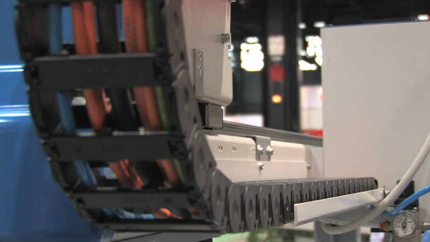 A track from an automated robotic arm in a factory 