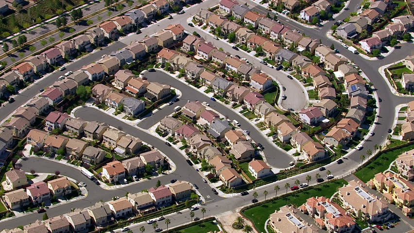 Aerial shot of housing development