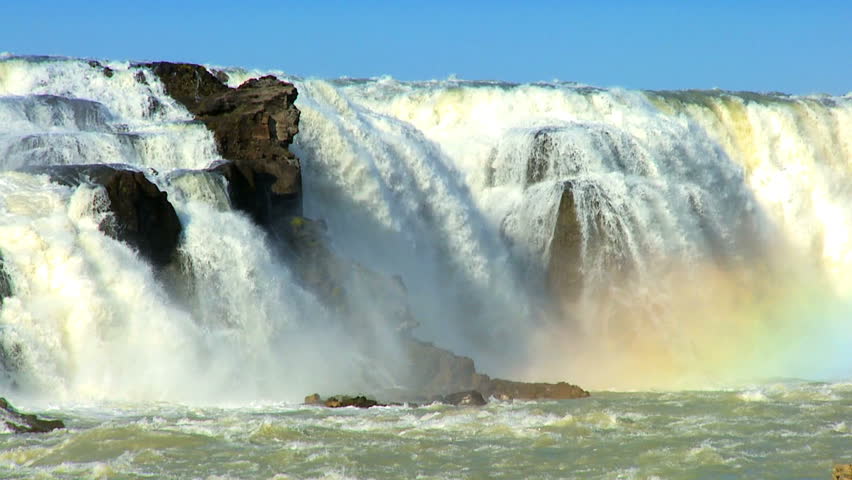 Powerful white glacial waters of Gulfoss waterfall,Iceland 60 FPS