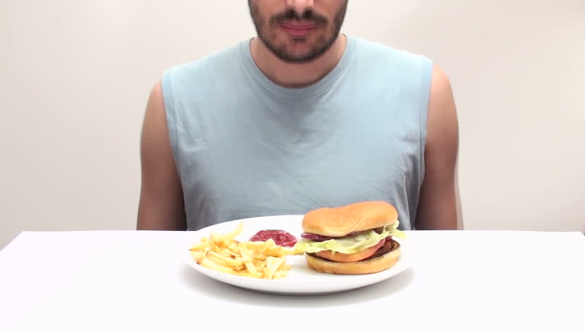 Man eats burger time-lapse