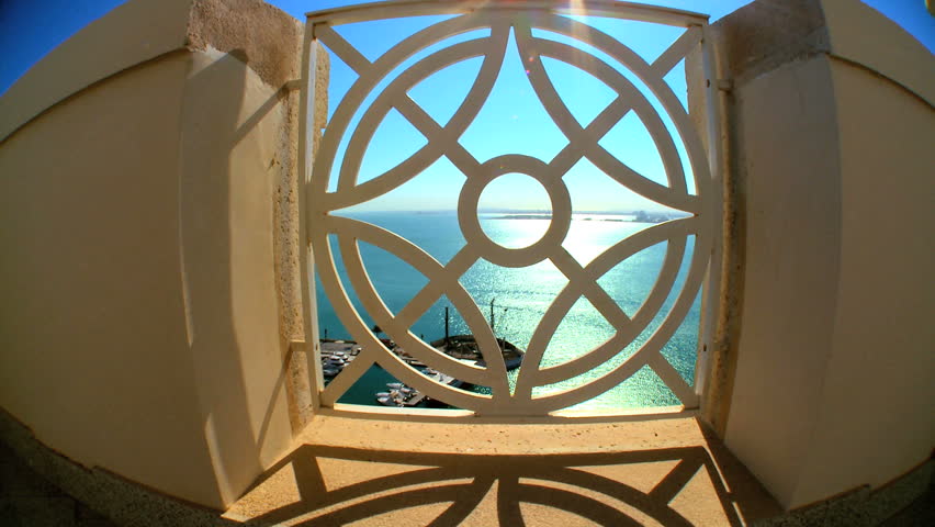 View of turquoise sea from balcony of a luxury apartment