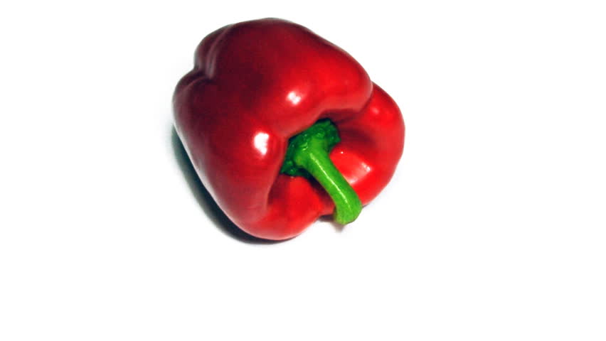 real 3D rotating red pepper isolated on white