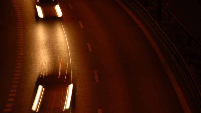 time lapse highway at night