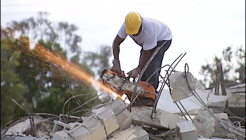 Saw cutting rebar