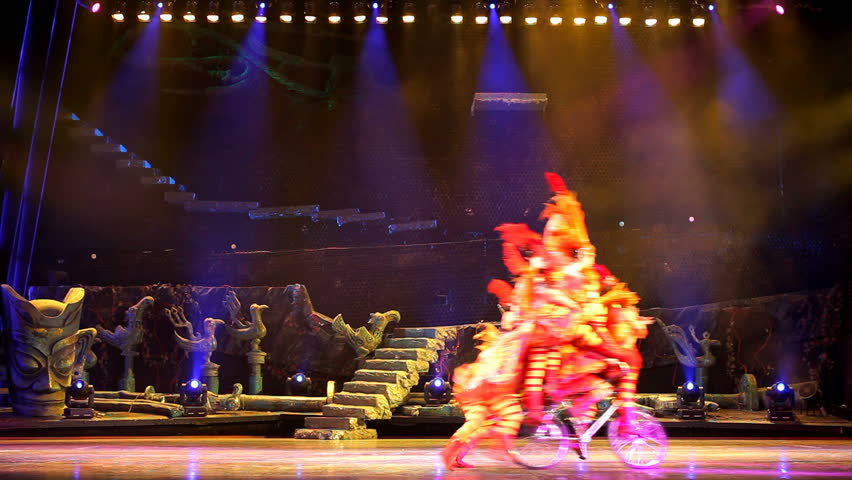 Beijing - October 13: Bicycle show in Chinese circus. October 13, 2009 in Beijing, China. Chinese circus series