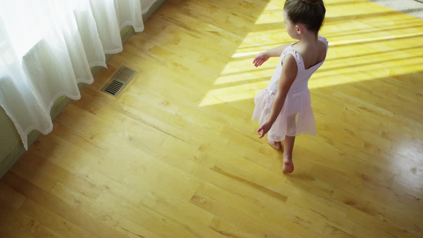 Young girls practicing ballet at home - 4k