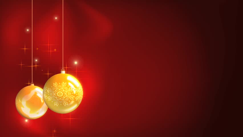 Christmas and New Year yellow balls with abstract red background
