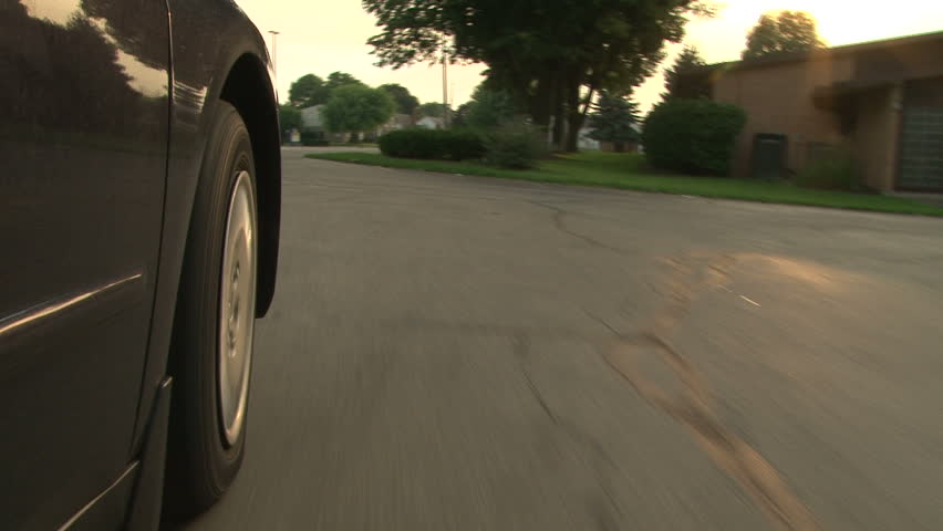 Tire view of car driving