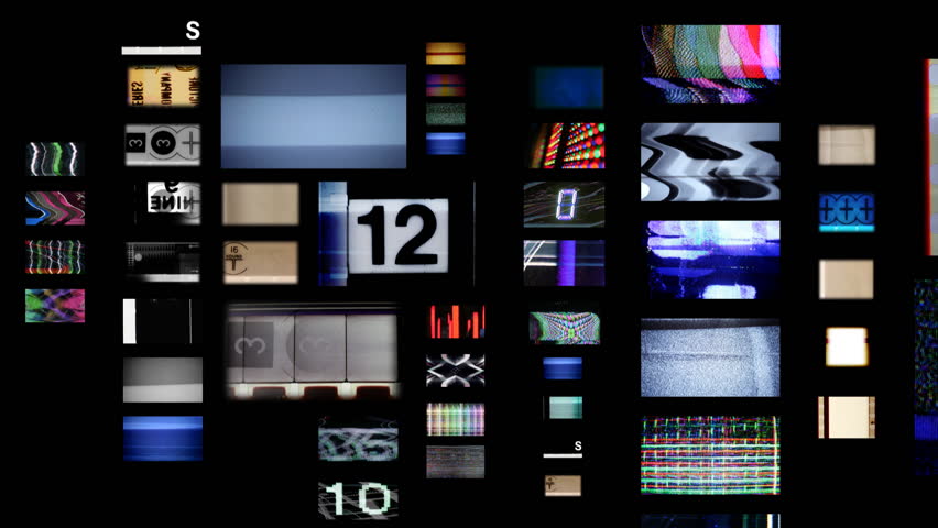 digital animation of hd screens showing static distortion and countdowns, all content self created